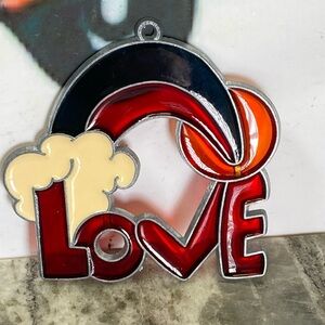 Colorful Love Pendant with Rainbow Design Stained Glass/Resin Vintage